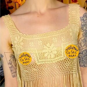 VINTAGE Y2K BOHO FRINGE CROCHET TOP